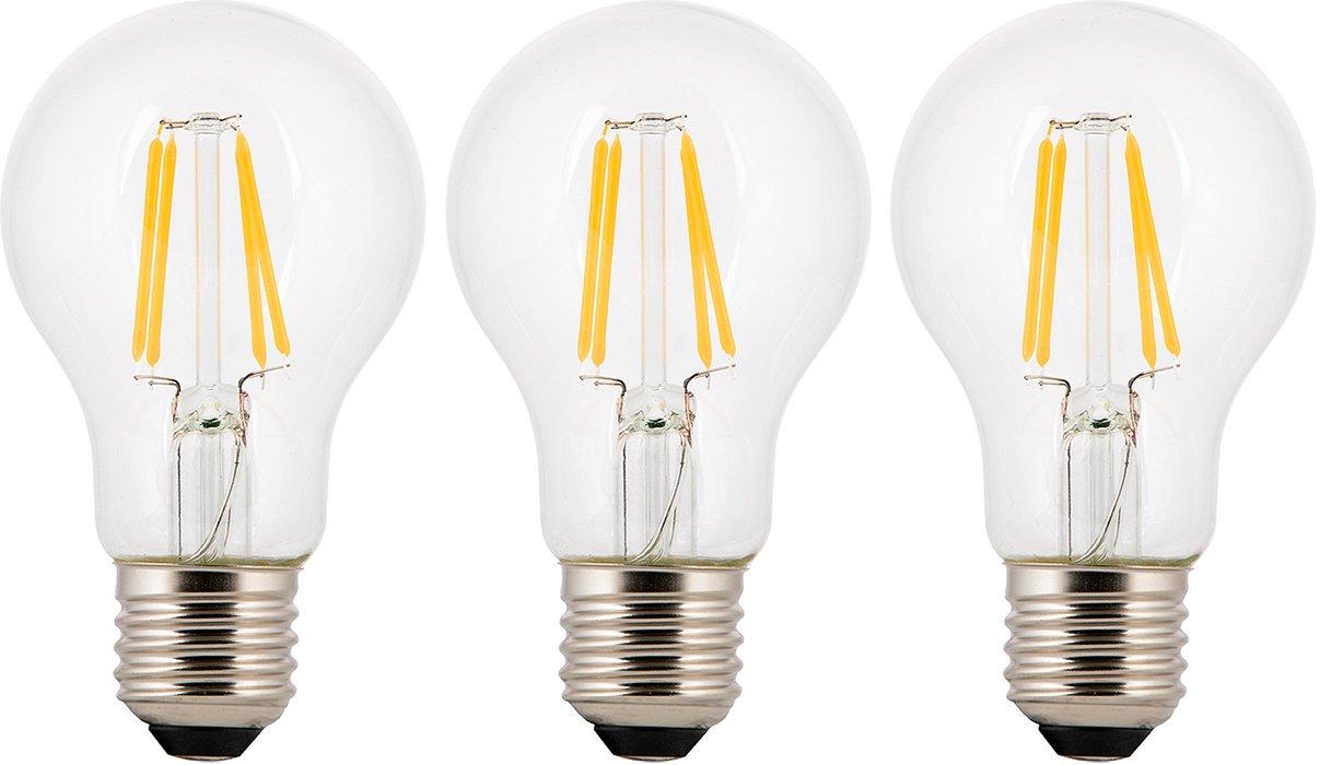 NLEDE27_6W65_2700K3P.01, 3er Pack, LED Retrofit E27 Filament, 6W (~65W), 2700K, 806lm, Winkel 360°, Birne, (PE=1 VPE Inhalt 3 Stück)
