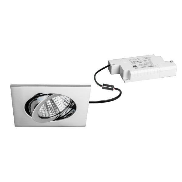 39364023, LED-Einbaustrahler 230 V AC, 50 Hz, 7 W, 38°, 3.000 K, quadratisch, schwenkbar,