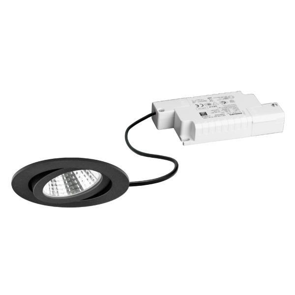 39363183, LED-Einbaustrahler 230 V AC, 50 Hz, 6 W, 38°, 3.000 K, rund, schwenkbar, schwar