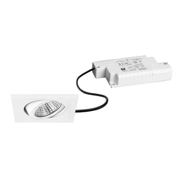39365173, LED-Einbaustrahler 230 V AC, 50 Hz, 6 W, 38°, 3.000 K, quadratisch, schwenkbar,