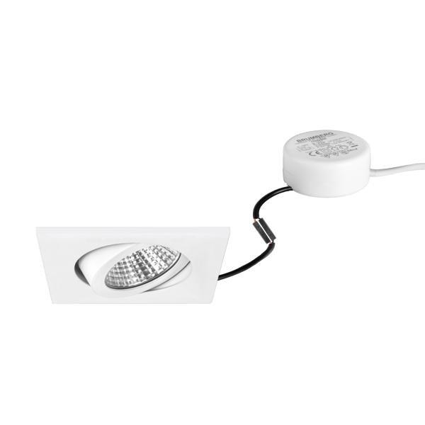 40365173, LED-Einbaustrahler 230 V AC, 50 Hz, 6 W, 38°, 3.000 K, quadratisch, schwenkbar,