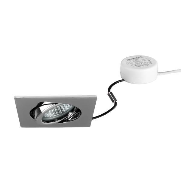 40144023, LED-Einbaustrahler 230 V AC, 50 Hz, 6 W, 38°, 3.000 K, quadratisch, schwenkbar,