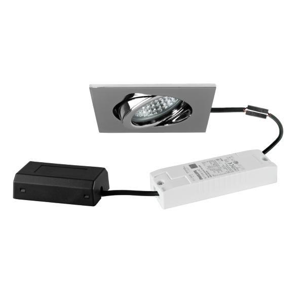 41444023, LED-Einbaustrahler 230 V AC, 50 Hz, 6 W, 38°, 3.000 K, quadratisch, schwenkbar,