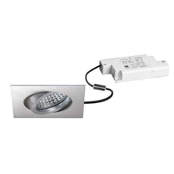 39144253, LED-Einbaustrahler 230 V AC, 50 Hz, 6 W, 38°, 3.000 K, quadratisch, schwenkbar,