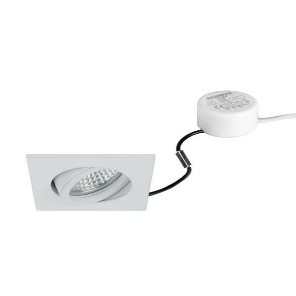 40144173, LED-Einbaustrahler 230 V AC, 50 Hz, 6 W, 38°, 3.000 K, quadratisch, schwenkbar,