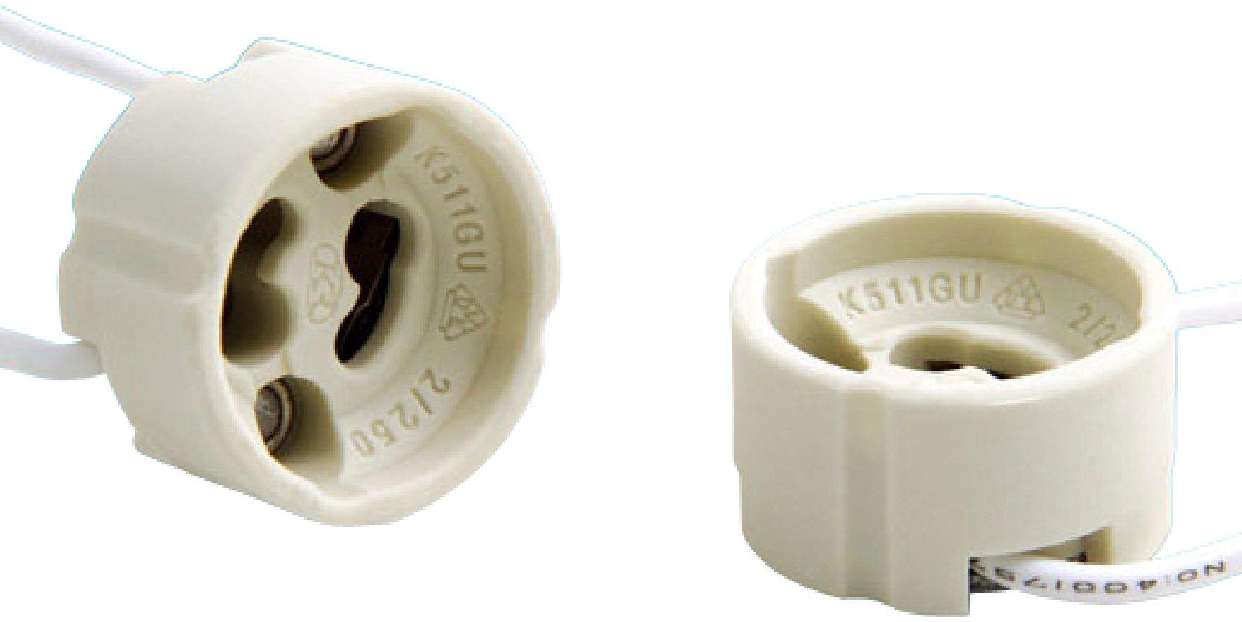 NLFAGU10H.01, Lampenfassung GU10, Keramik, 2A, 250V, inkl. 150mm Kabel, horizontal