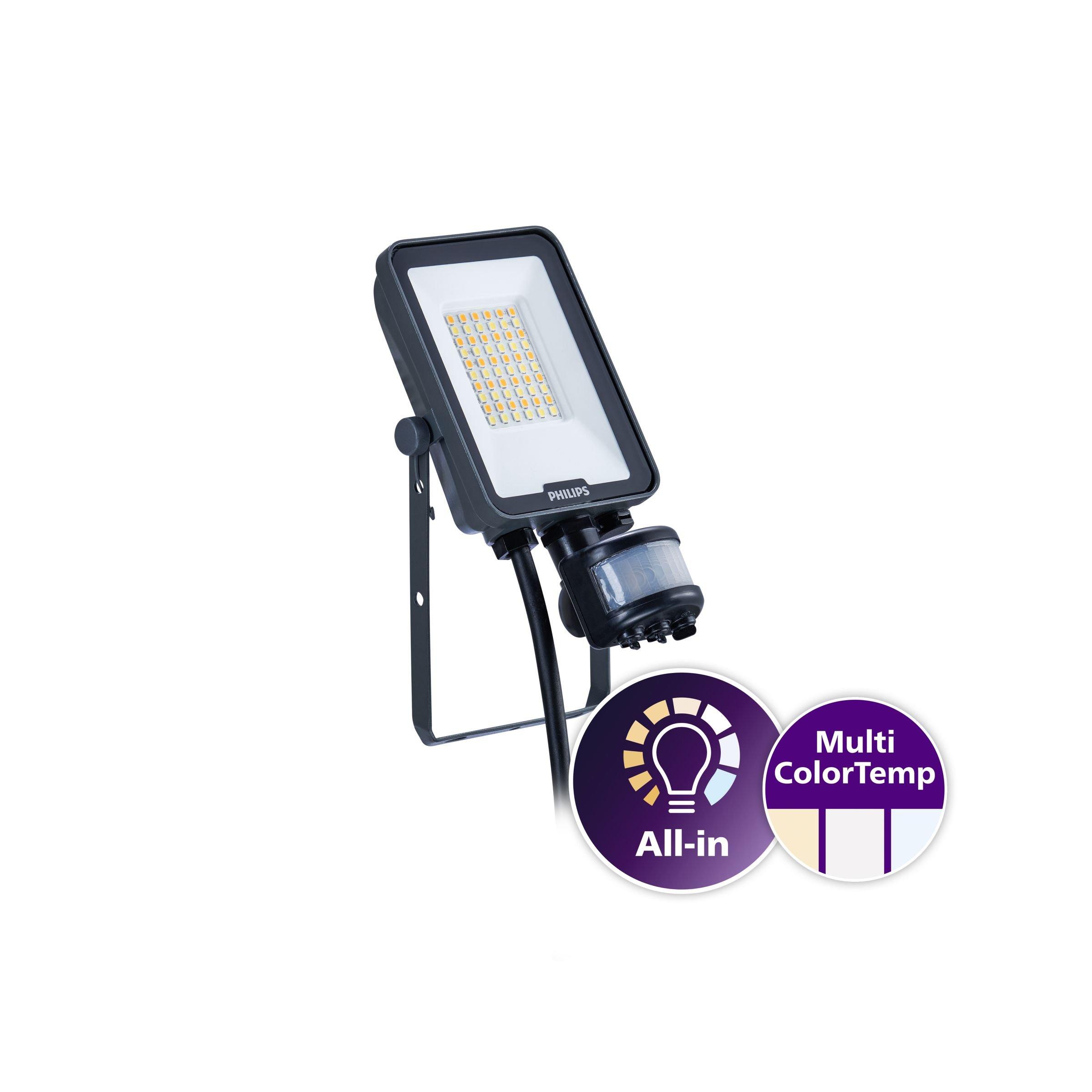 BVP167 LED24/830_40_65 PSU 20W SWB MDU, Ledinaire All-in-Scheinwerfer, 20 W, 2200 lm, 2400 lm, 3000 K, 4000 K, 6500 K, CRI80, Sensorgestütztes Ein-/Ausschalten, Symmetrisch, MDU1, IP65