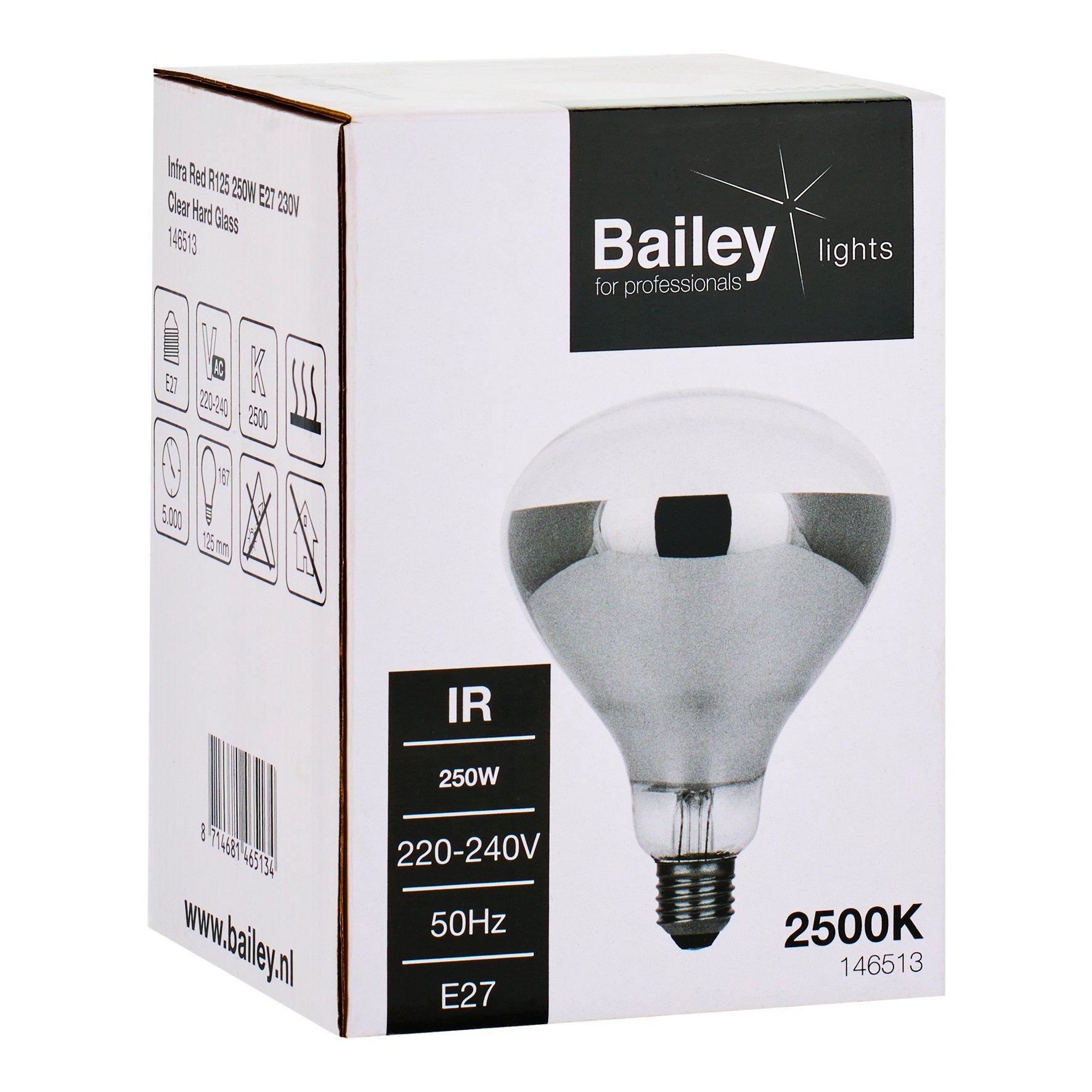 146513, Infrarot R125 250W E27 230V Klar Hartglas