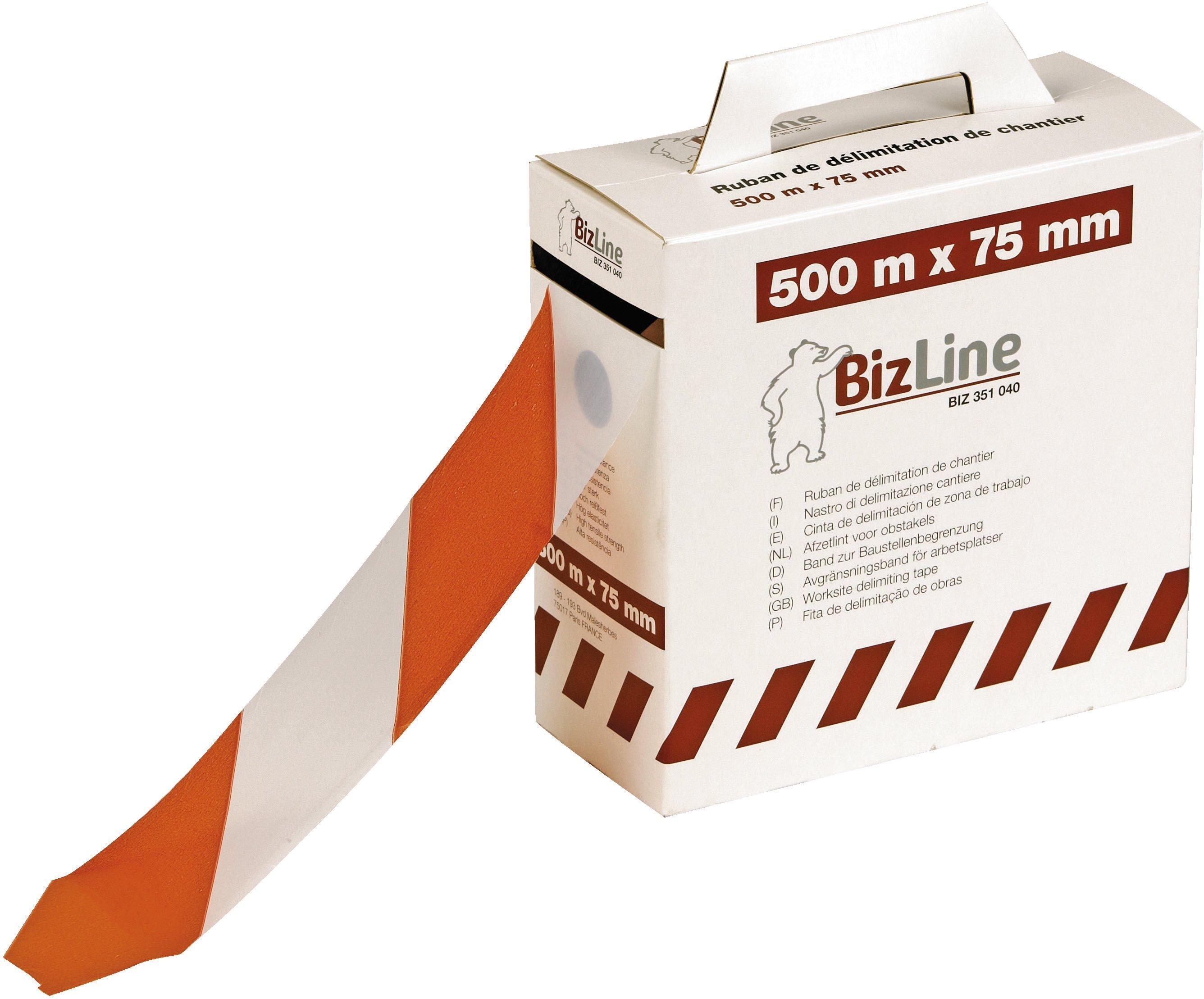 BIZ 351040, Rot/weißes Absperrband 75 mm x 0.03 mm - 500 m