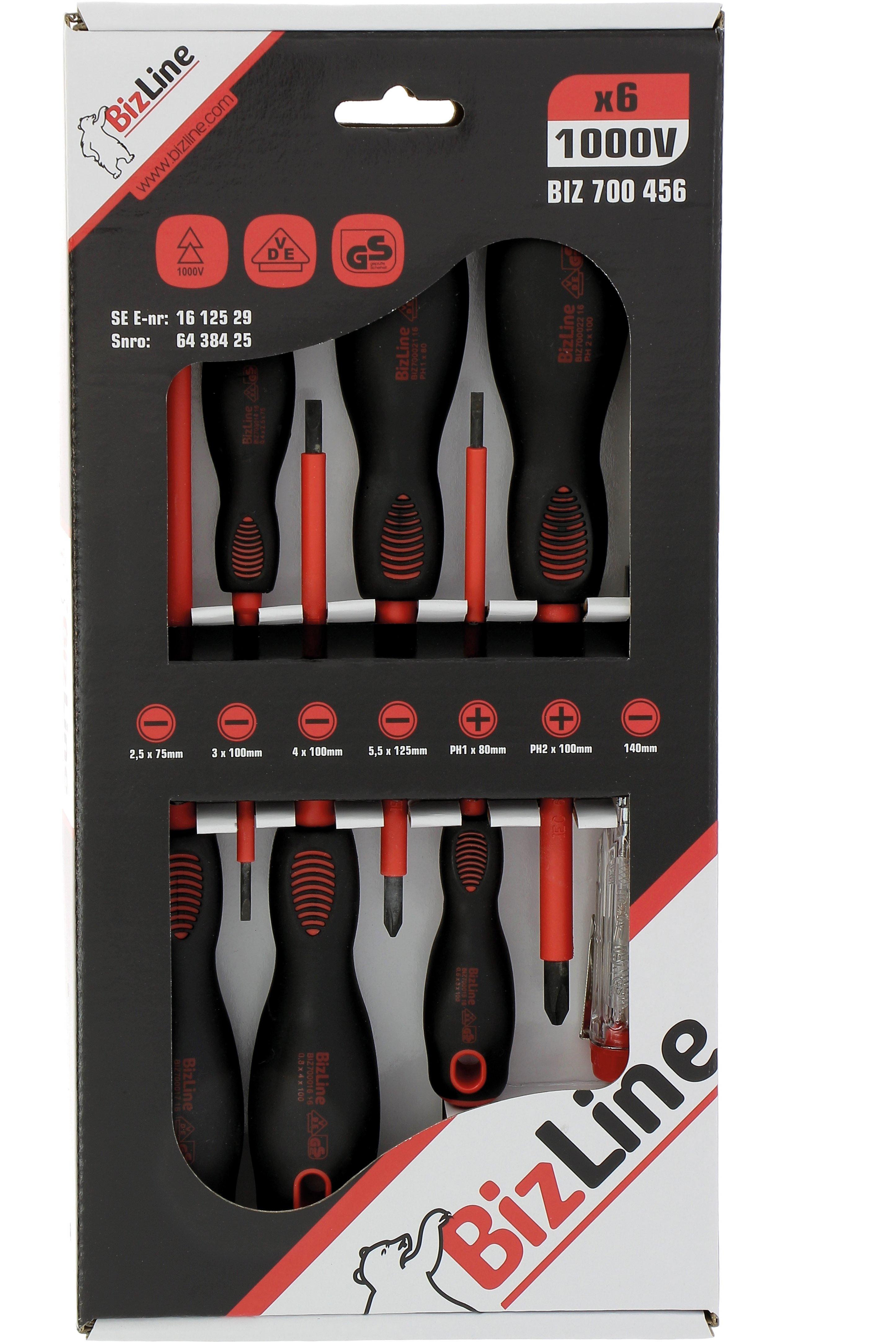 BIZ 700456, Set aus 6 bis 1000 V isolierten Schraubendrehern + Phasenprüfer