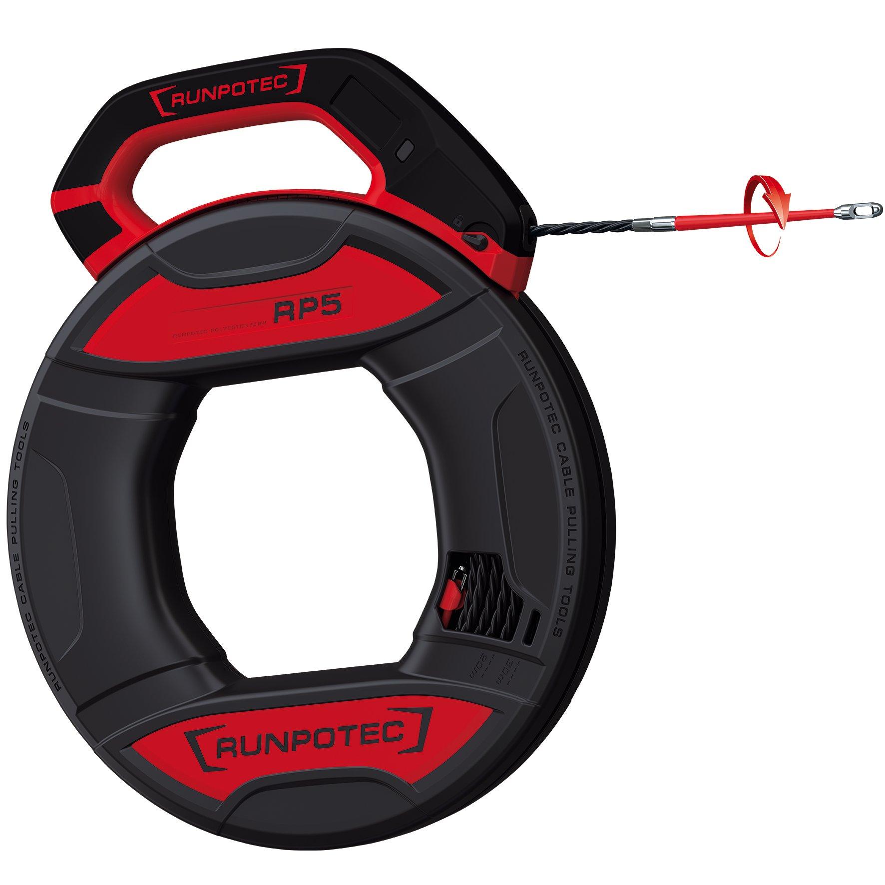 10013, RP5 Kabeleinziehband Ø 5,5 mm ohne Meterzähler - 20 m, inkl. 2 x RG7 Führungsspitze, 270 kg Gesamtbruchlast, für Rohrinnendurchmesser 9-32 mm