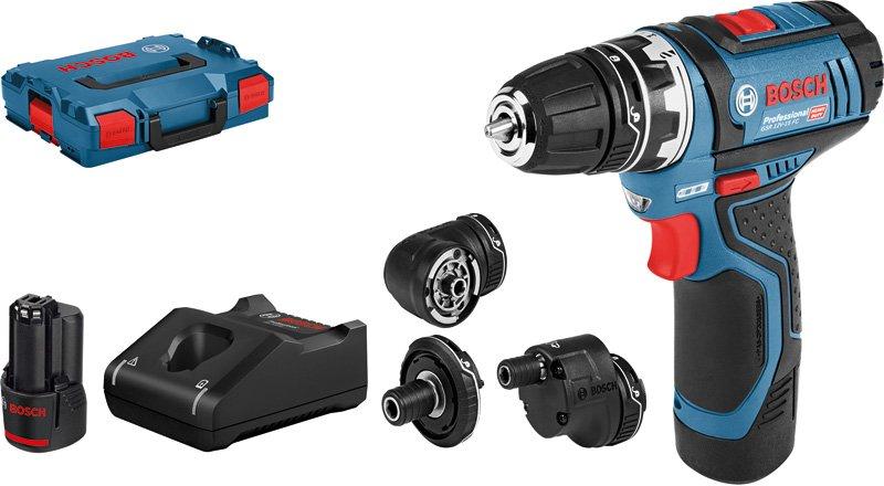 GSR 12V-15 FC, Akku-Bohrschrauber GSR 12V-15 FC, 2 x Akku GBA 12V 2.0Ah, 4 x Aufsätze in L-BOXX