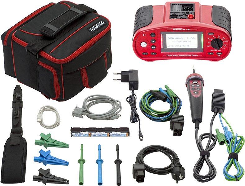 BENNING IT 130, True RMS-Installationsprüfgerät. Prüfung elektrischer Anlagen, FI/RCD-Typ B, Typ B+. USB, Messwertspeicher, Up-/Download. Inkl. Software, Zubehör