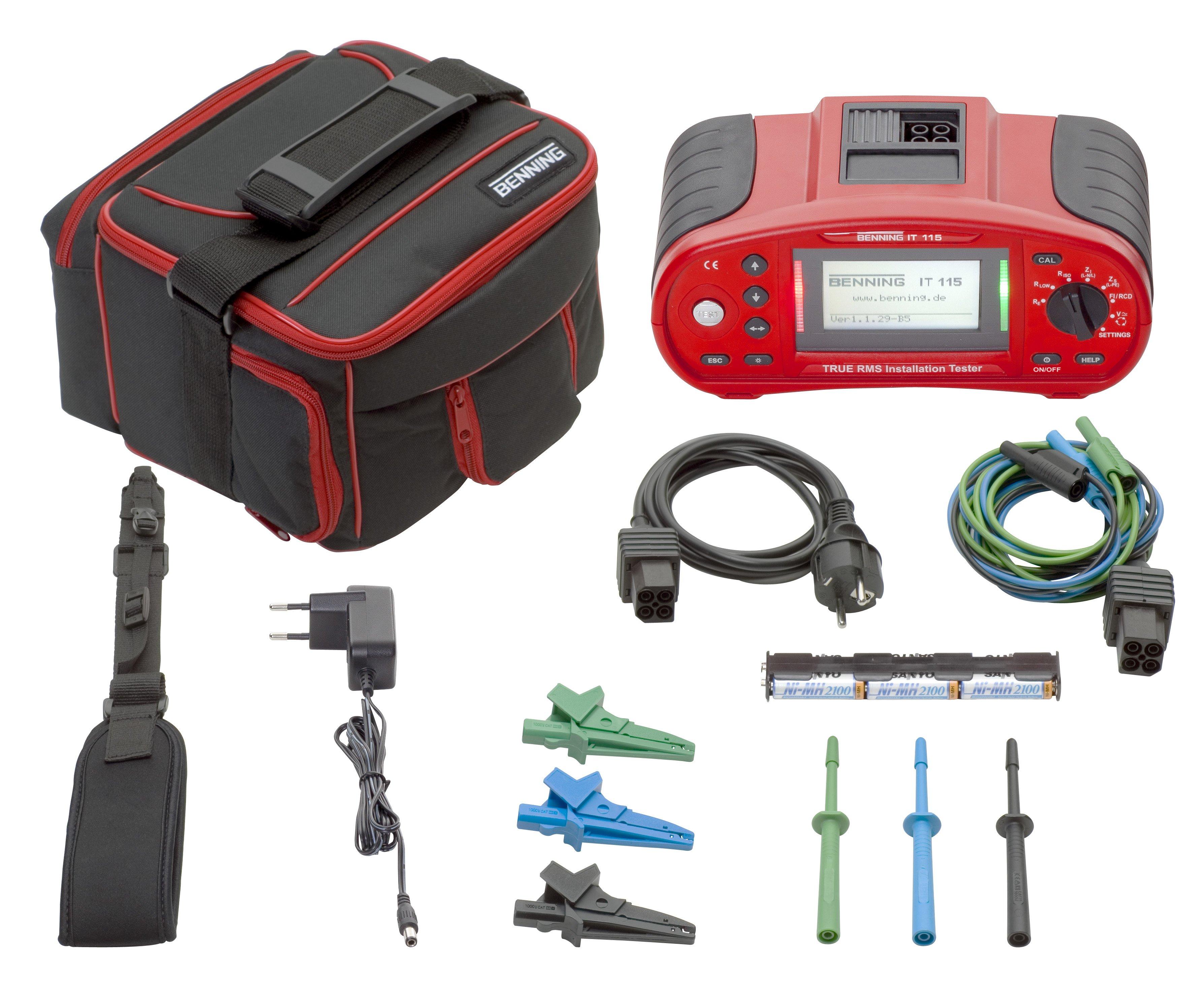 BENNING IT 115, True RMS-Installationsprüfgerät. Prüfung elektr. Anlagen. Grafikdisplay. Gut/schlecht Anzeige, Drehfeldprüfung, Hilfe, Akkuladefunktion. Inkl. Zubehör