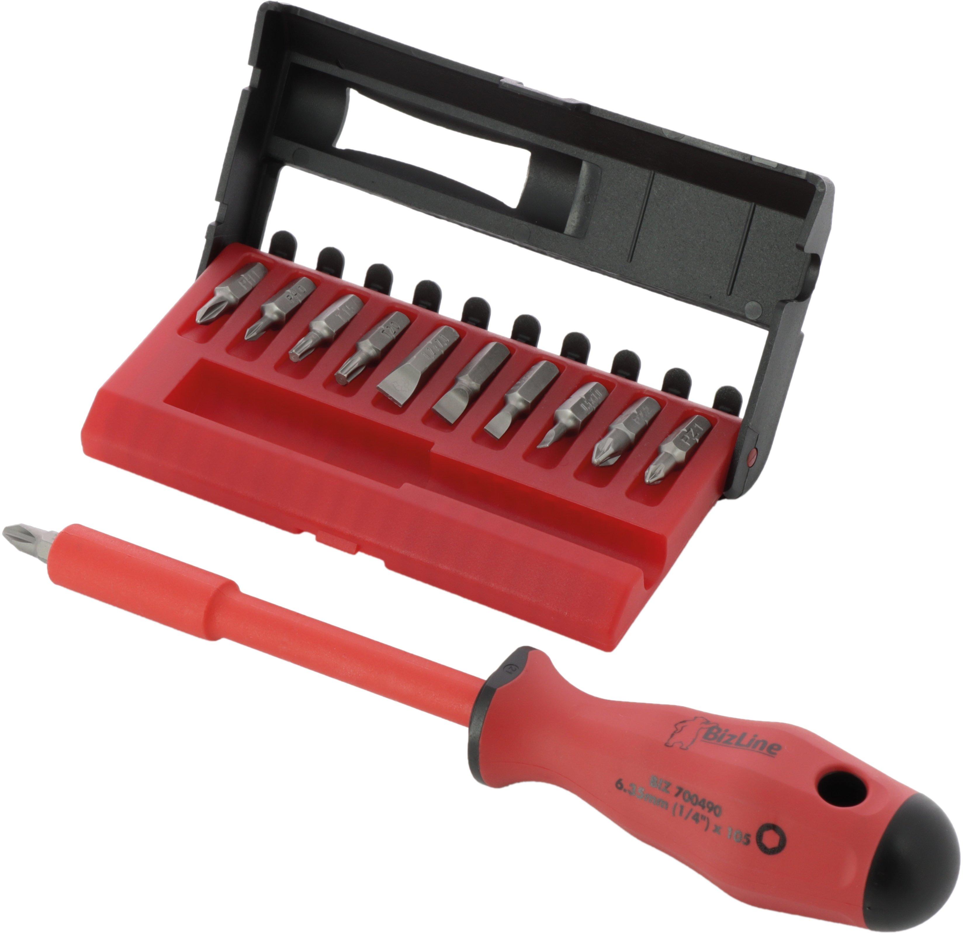 BIZ 700490, Schraubendreher mit Bithalter 1000 V isoliert mit 11 Bits