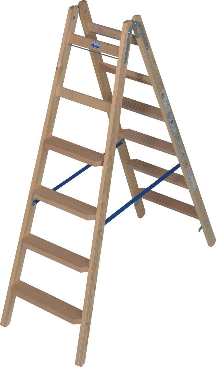 818331, Holz Stufen/Sprossen Doppelleiter 2x6