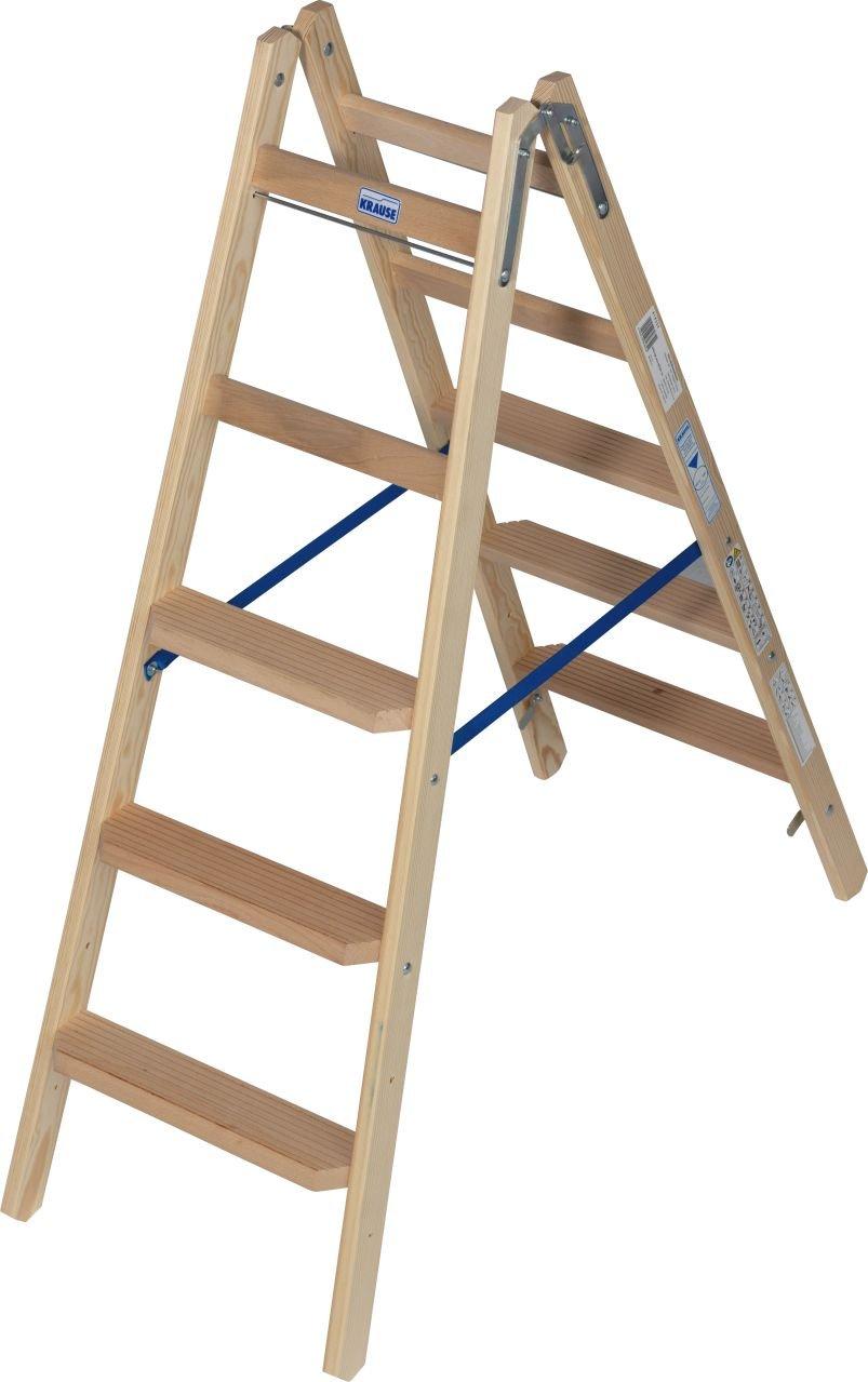 818324, Holz Stufen/Sprossen Doppelleiter 2x5