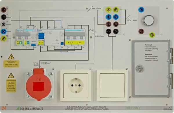PROFiSIM 2, Installationsboard zur Simulierung von Fehlern für Messungen nach Norm, Unterverteilung mit Installationsschaltungen, RCD Typ B, RCBO (FI/LS)
