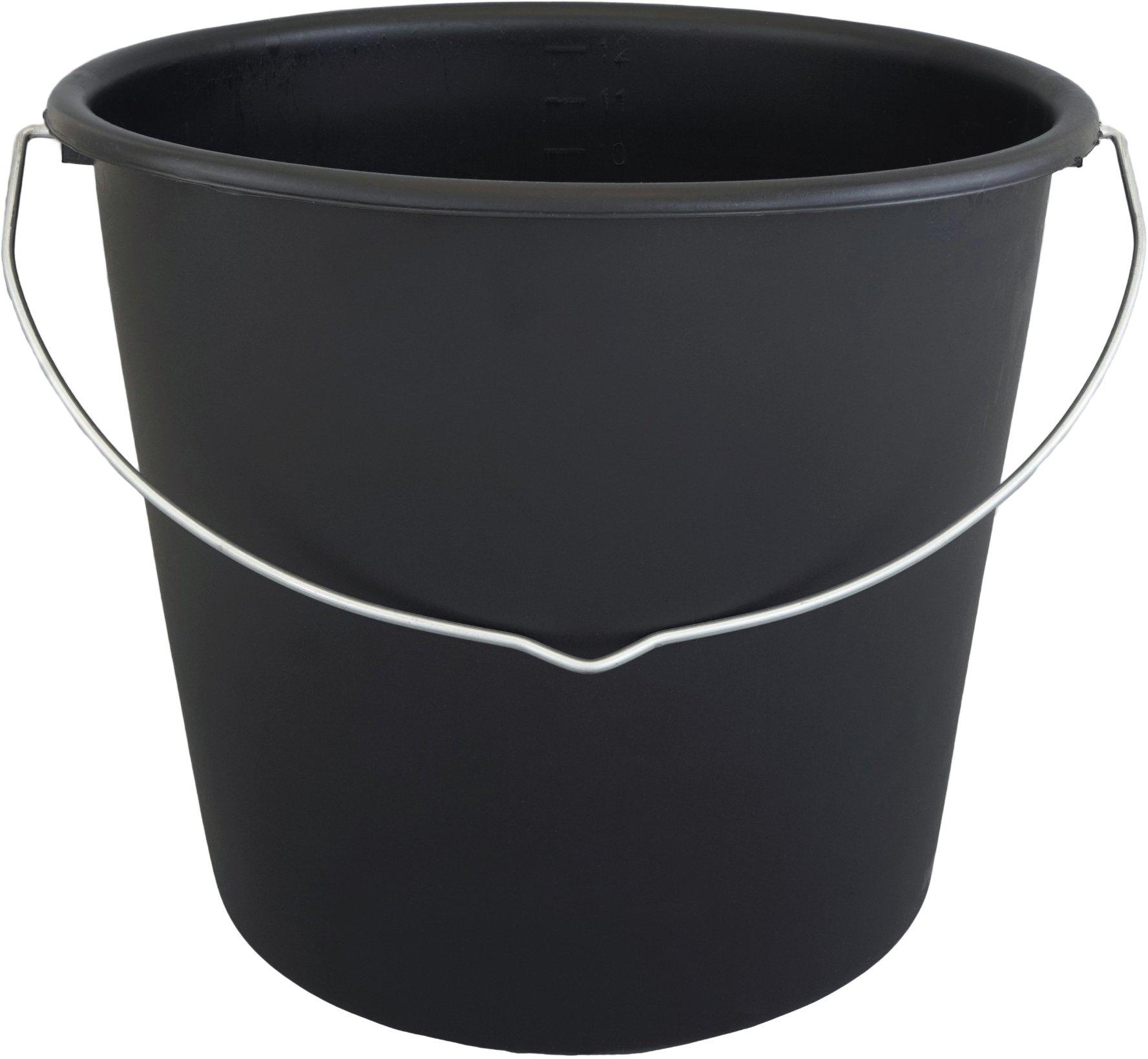 NEIMER12PE.01, Baueimer / Mörteleimer 12 Liter, schwarz mit Metallbügel