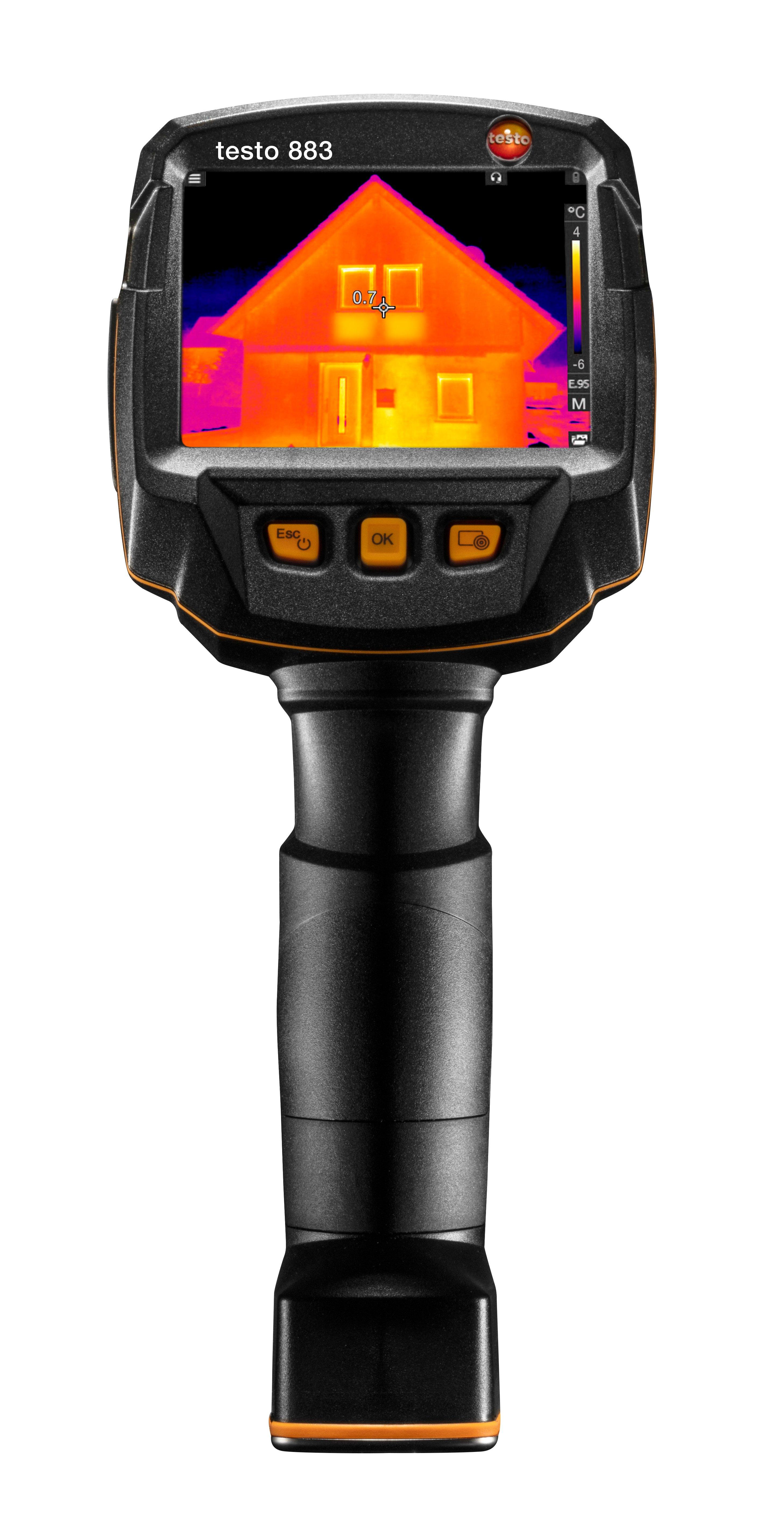 0563 8836, testo 883-2 Set - Wärmebildkamera (42° + 12° Objektiv, 320 x 240 Pixel, 27 Hz, manueller Fokus, App, Laser)