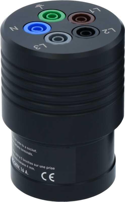 METRALINE A3-16, CEE Drehstrom-Adapter 16 A zum Anschluss für Prüfgeräte über 4 mm Sicherheitsbuchse.