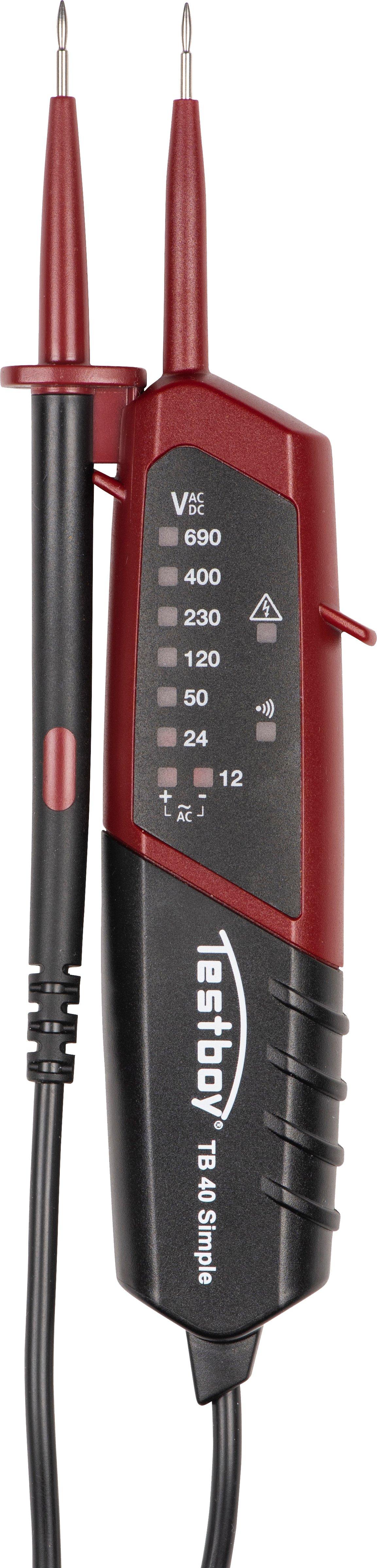 NTESTSPAPLED.01, Zweipoliger Spannungsprüfer, 12 – 690 V AC/DC, Phasensuche, Durchgangsprüfung, CAT IV 300 V / CAT III 600 V