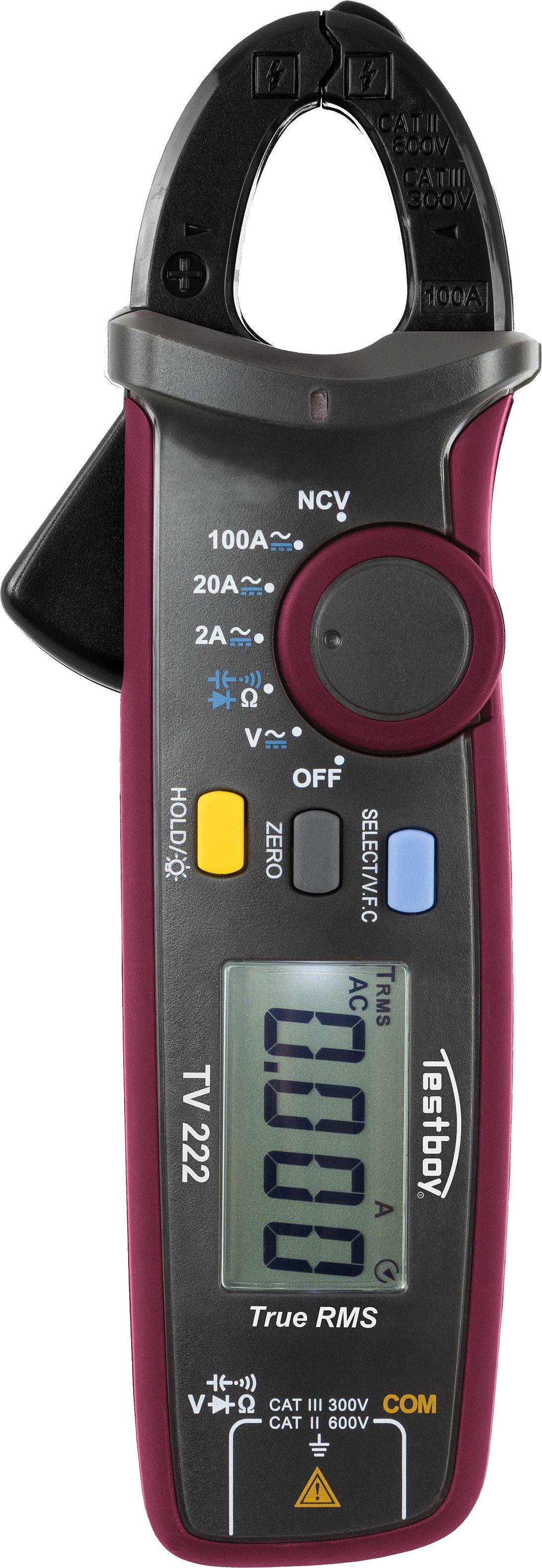 NTESTZAMPMINI.01, Digital Miniatur Zangenamperemeter, Stromzange, Multimeter, berührungslosen Spannungstester, Strom bis 100 A AC/DC, Spannung bis 600 V AC/DC
