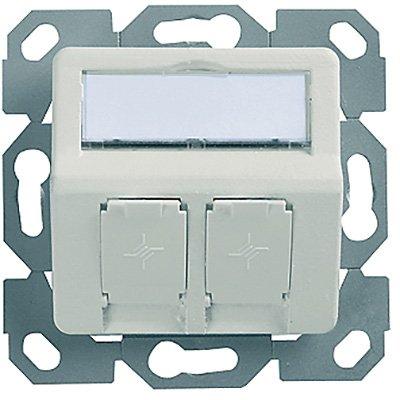 HAMJA2UP50PW, Modul-Aufnahme 50x50, 2-fach, UP/50 BR unbestückt, für Unterputz-Anwendungen, perlweiß, 30°Auslass,