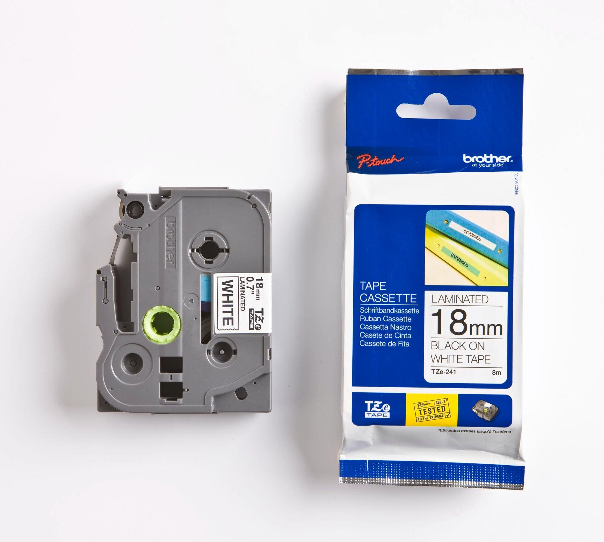 TZE241, Schriftband TZe-241 (lam.) Schwarz auf Weiß BxL 18mm x 8m