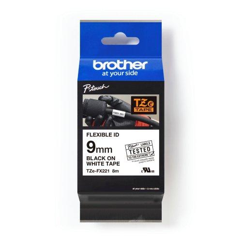 TZEFX221, Schriftband TZe-FX221 (lam., flex.) Schwarz auf Weiß 9mm x 8m