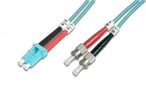 HDK-2531-01/3, LWL-Duplex-Patchkabel ST/LC ST-LC duplex MM 50/125, OM3, 1m