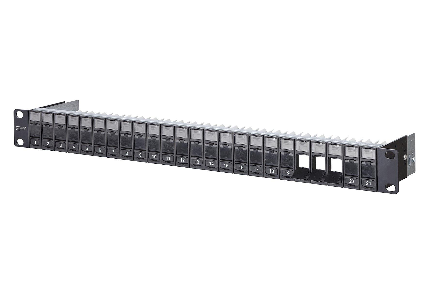 130920-BK-E, Modul 19 Zoll Modulträger 1HE 24 Port schwarz unbestückt, geschirmt