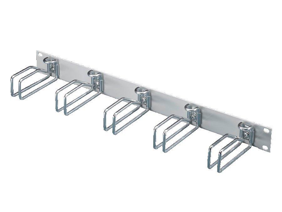 HDK 7257.035, Rangierpanel, RAL 7035, 1HE, vormontiert, mit 5 Kabelführungsbügeln (Stahl)