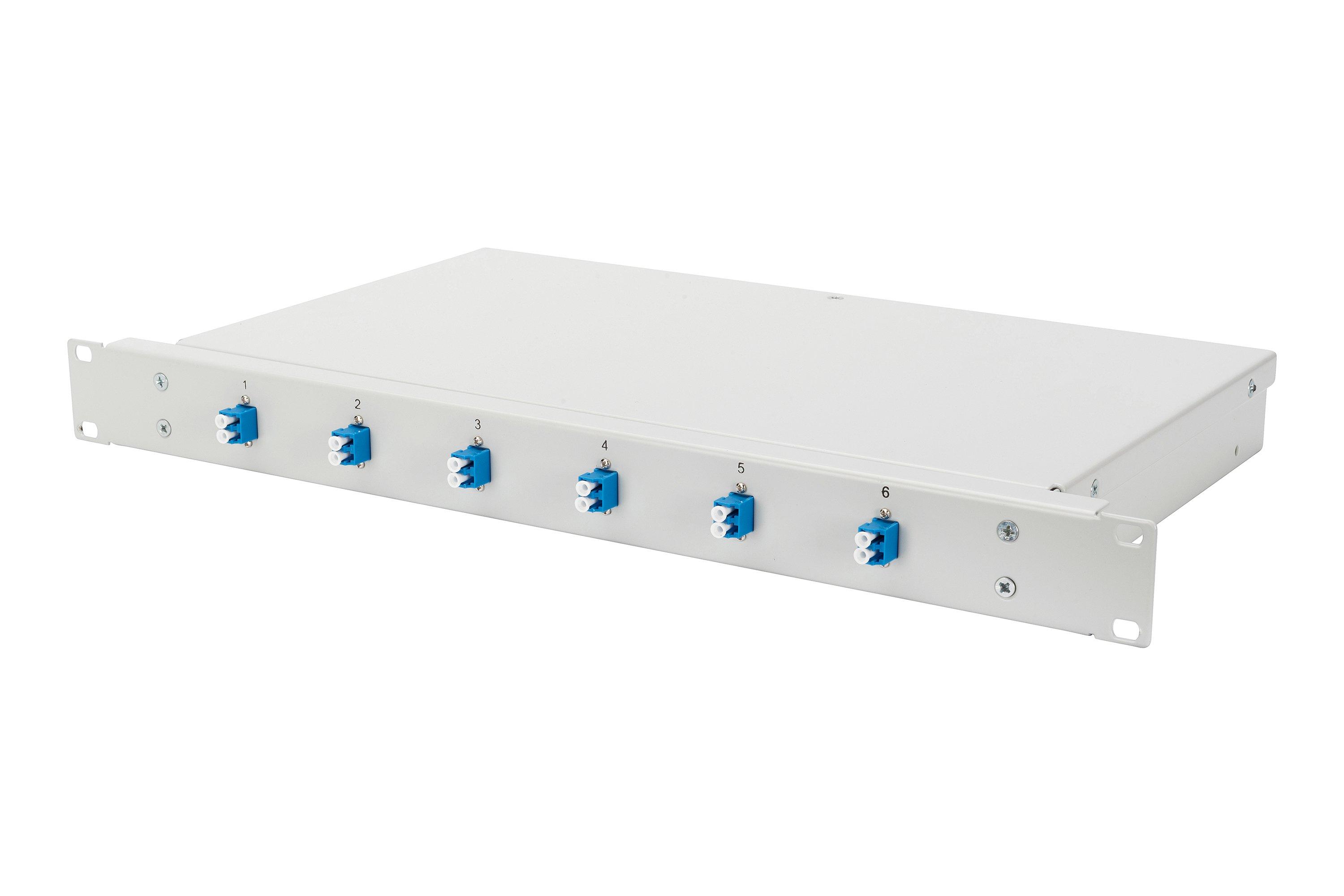 HDN-96430/9-F, 6x LC Duplex, OS2 LWL-Spleißbox, Festeinbau, teilbestückt, 19, 1HE