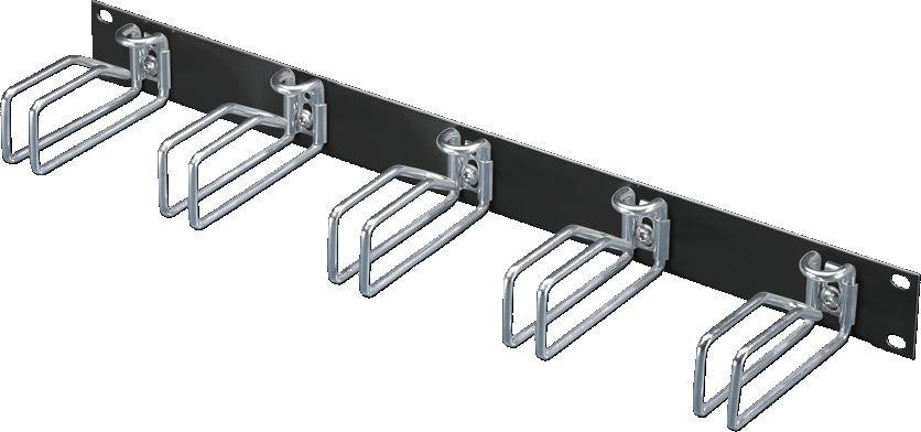 HDK 7257.200, Rangierpanel, RAL 7035, 1 HE mit 5 Kabelführungsbügel (Stahl) 40x50 mm