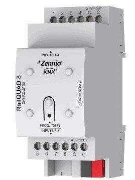 ZIO-RQUAD8, Zennio RailQUAD. KNX-Modul mit 8 analog-/digitalen Eingängen - für Hutschienenmontage.