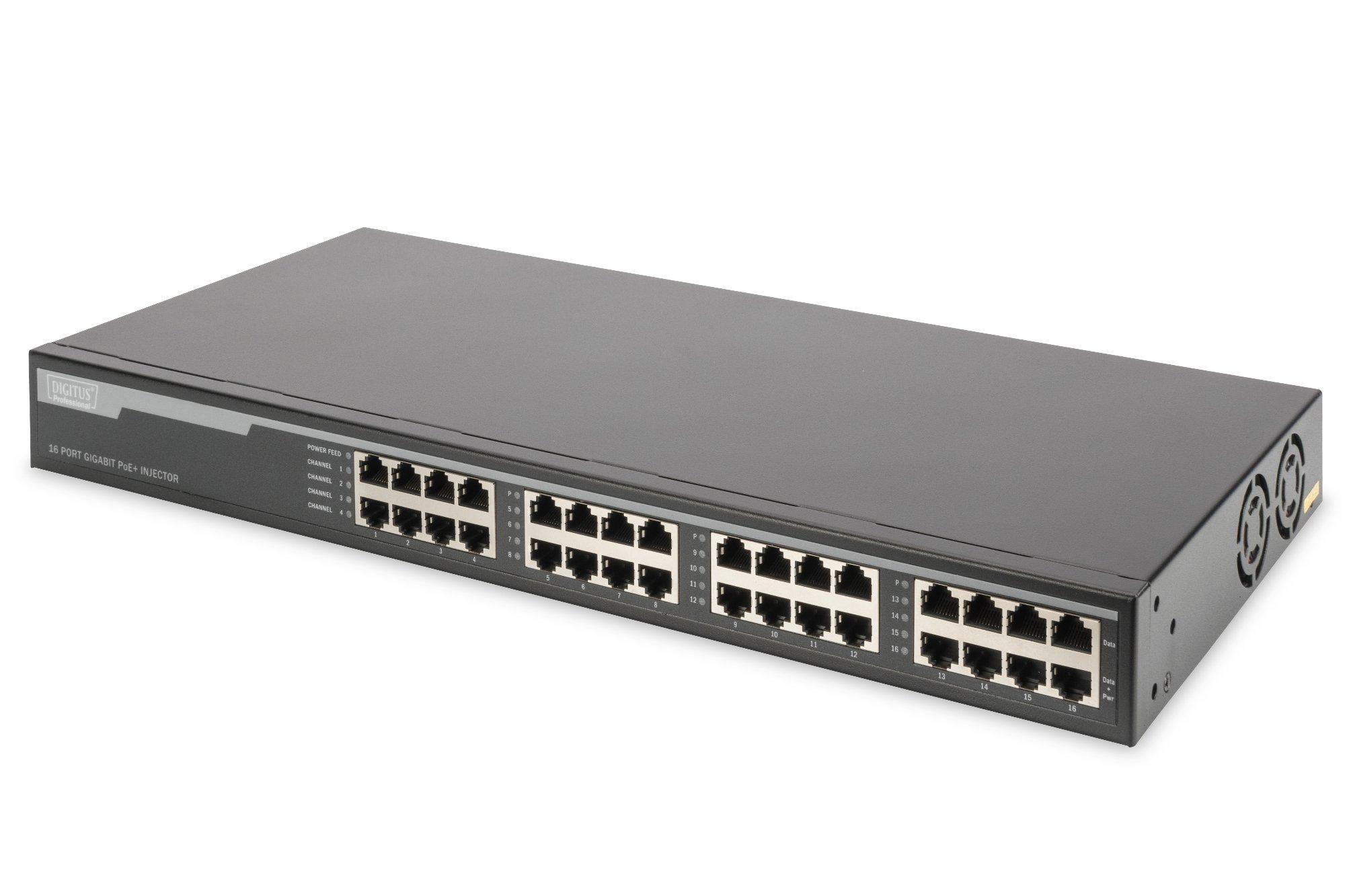 DN-95116, 16-Port Gigabit PoE+ Injektor, 802.3at, 10G