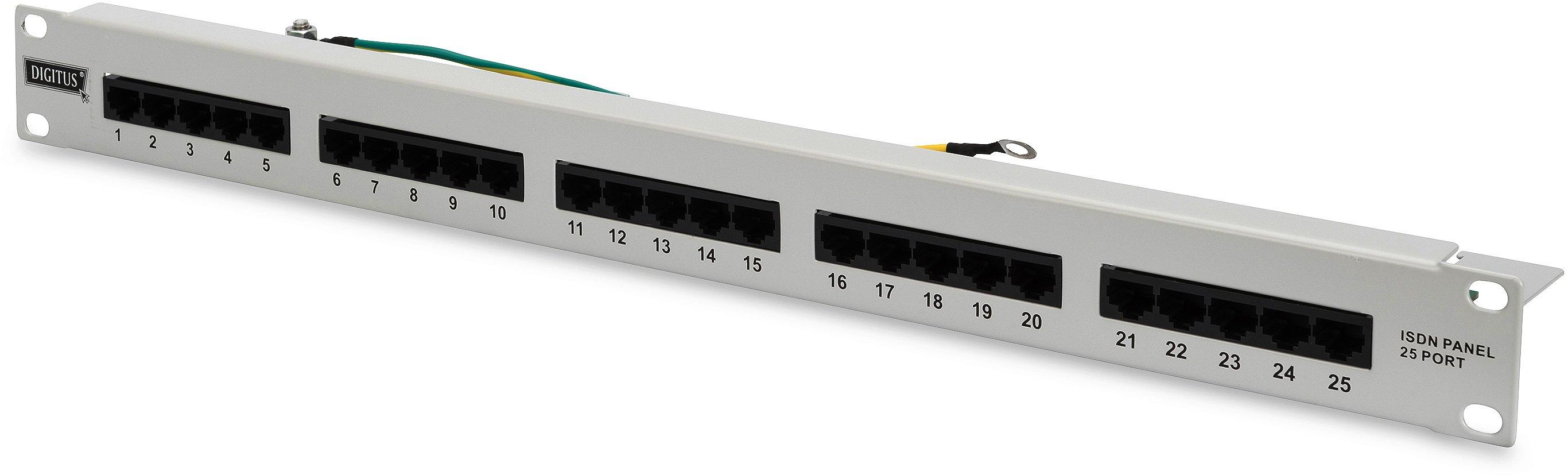 NCAT3PAN25P.01, CAT 3 ISDN Patch Panel, ungeschirmt, 25-Port, lichtgrau