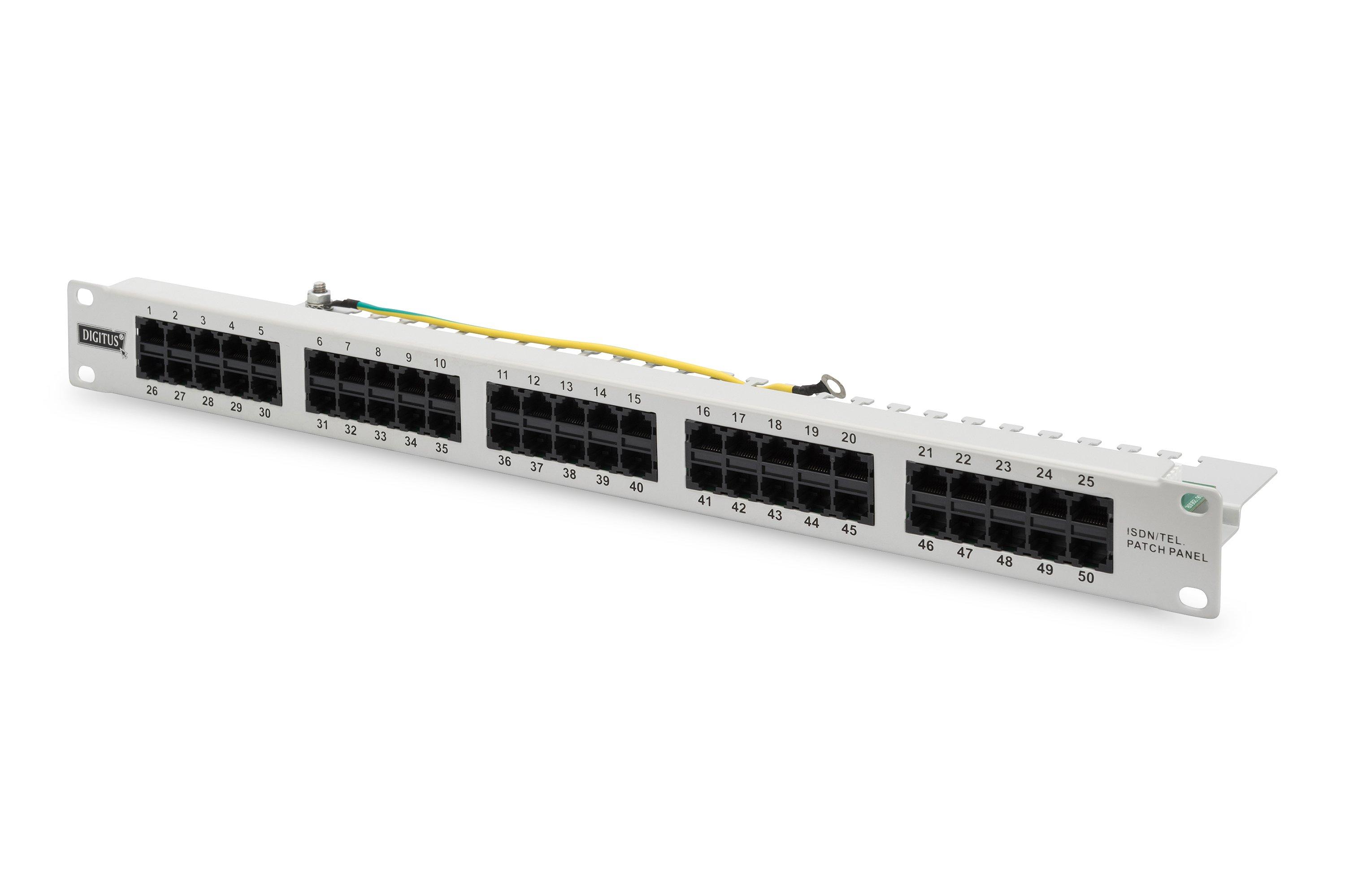 NCAT3PAN50P.01, CAT 3 ISDN Patch Panel, ungeschirmt, 50-Port, lichtgrau