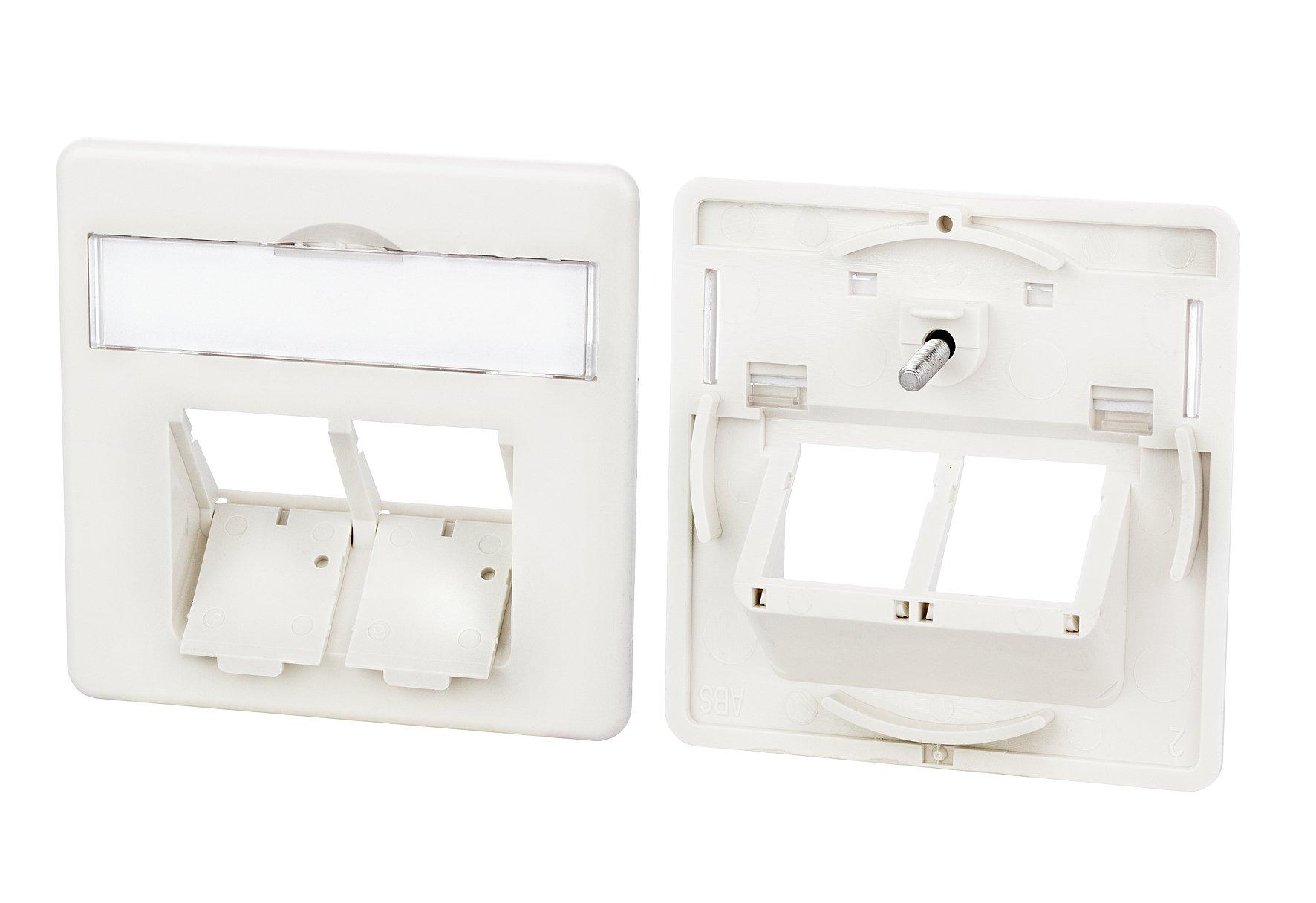 860023-I, Zentralplatte 50 x 50 mm 2 Port, perlweiß, E-DAT C6