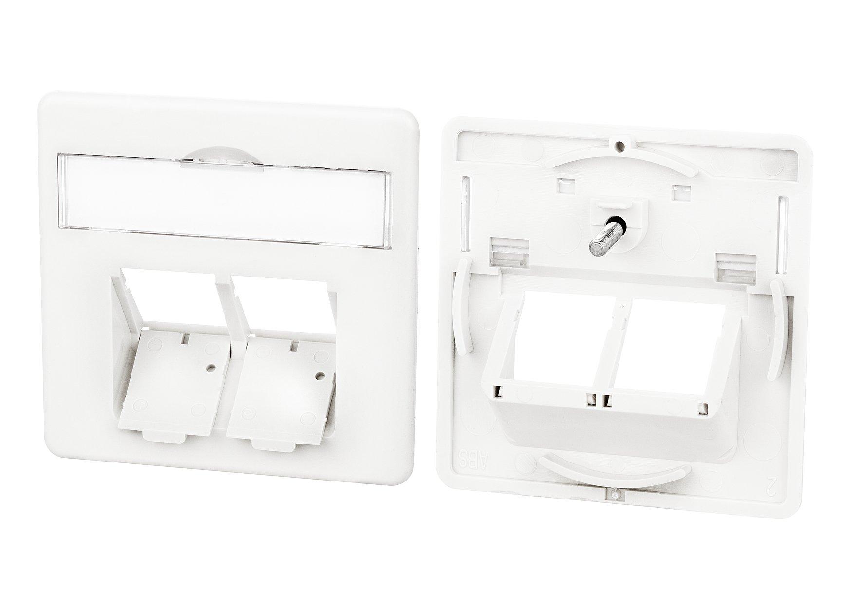 860023-02-I, Zentralplatte 50 x 50 mm 2 Port, reinweiß, E-DAT C6