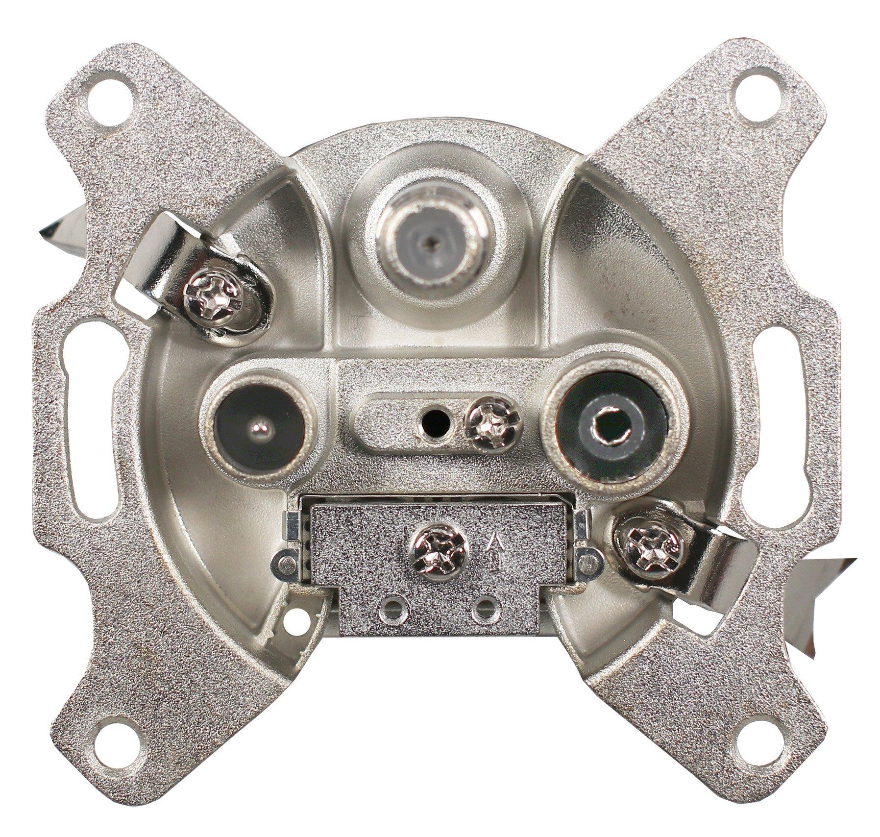 NSATDSE.01, SAT-Stichleitungs-Anschlussdose, TV-Anschlussdämpfung 2 dB, 3-Loch, zum Empfang von terrestrischen, SAT-, Radio- und TV-Signalen, Schraub- und Krallen