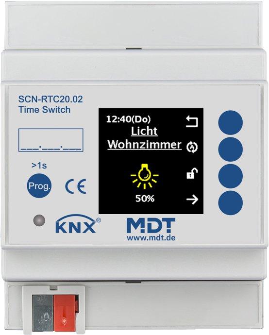 SCN-RTC20.02, KNX Schaltuhr mit 20 Kanälen und aktivem Farbdisplay, 4TE REG