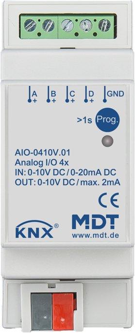 AIO-0410V.01, KNX Analog I/O 4-fach, 2TE REG, 0-10&nbsp;V, Ein-/Ausgang umschaltbar