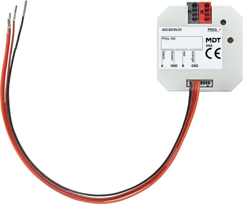AIO-0210V.01, KNX Analog I/O 2-fach, UP, 0-10&nbsp;V, Ein-/Ausgang umschaltbar