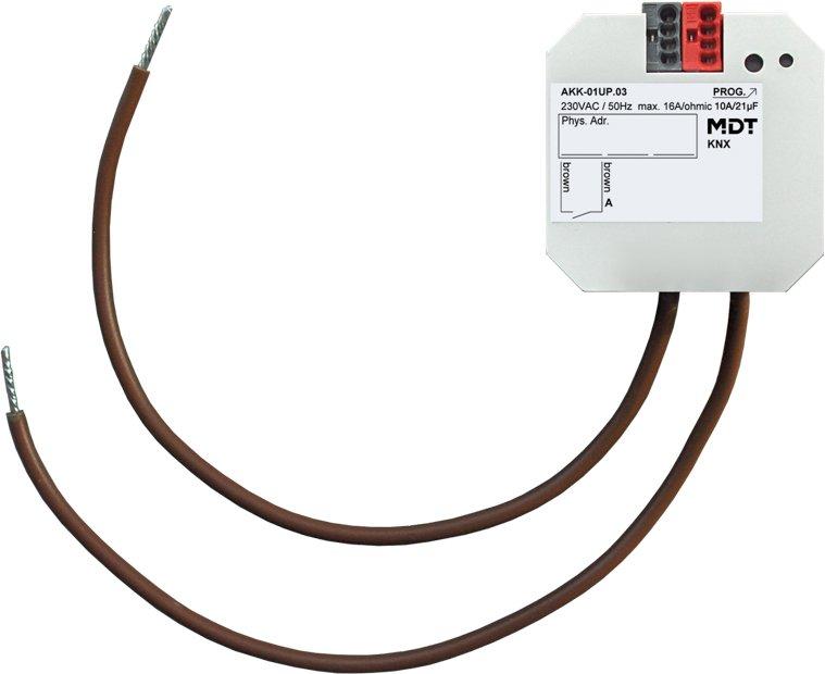 AKK-01UP.03, KNX Schaltaktor 1-fach, UP, 16&nbsp;A, 230&nbsp;V&nbsp;AC, Kompakt, 70&nbsp;µF, 10 EVG