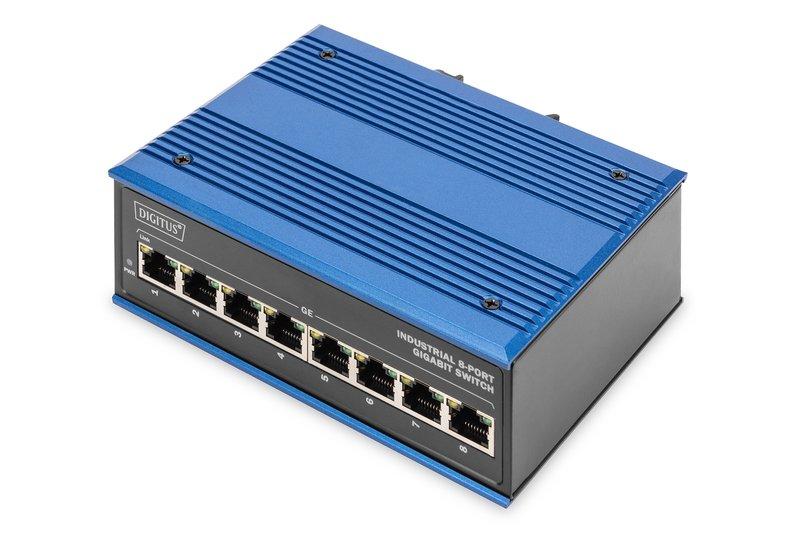 DN-651119, Industrial 8-Port Gigabit Ethernet Switch, DIN rail, unmanaged