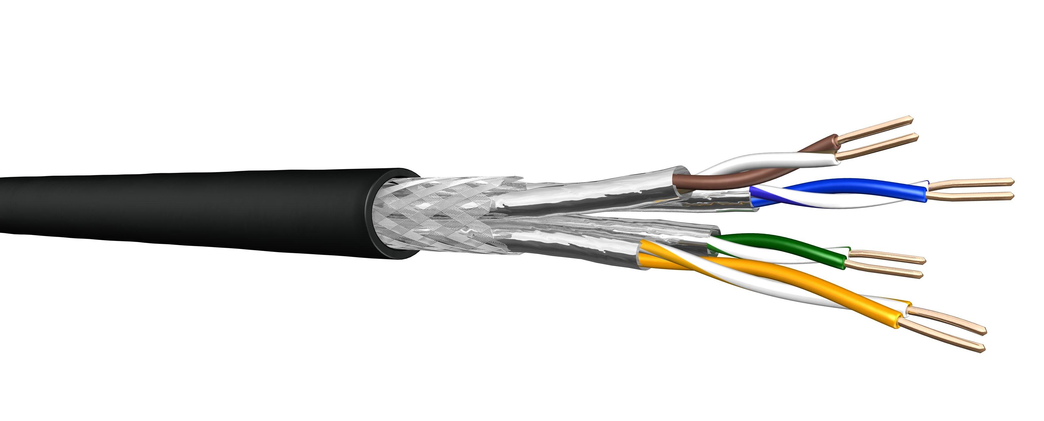 NCAT7PEECO234P500T.01, Cat7-Kabel Aussen ECO 1000Mhz AWG23 4P, PiMF, PE, T/500m