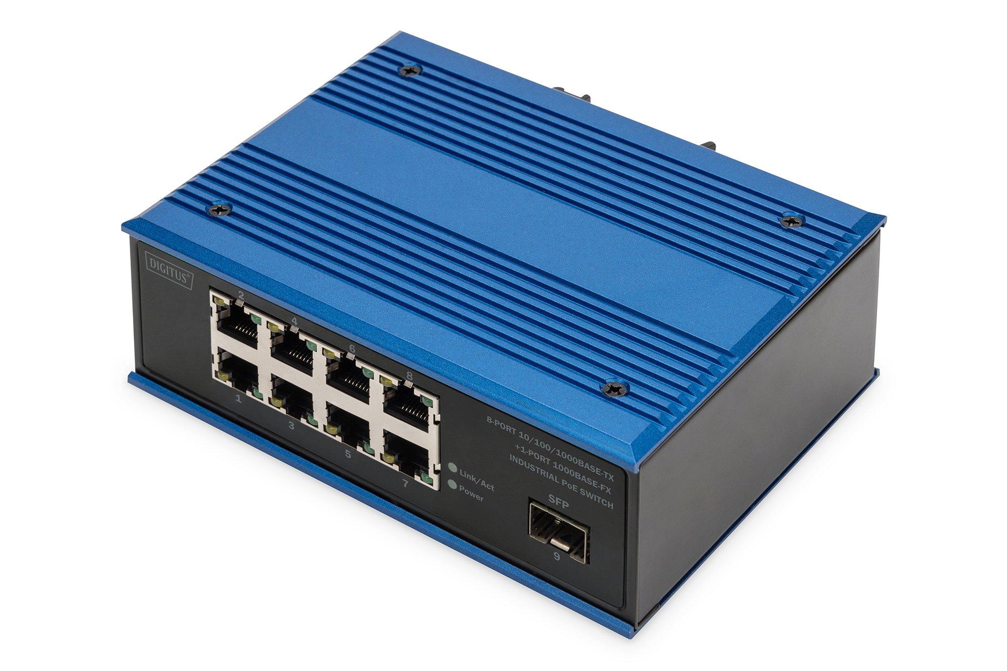 NNETSWINDGBE8+1SFPUMRPOE.01, Industrial 8xRJ45+1x SFP Gigabit  Ethernet Switch, DIN rail unmanaged, PoE