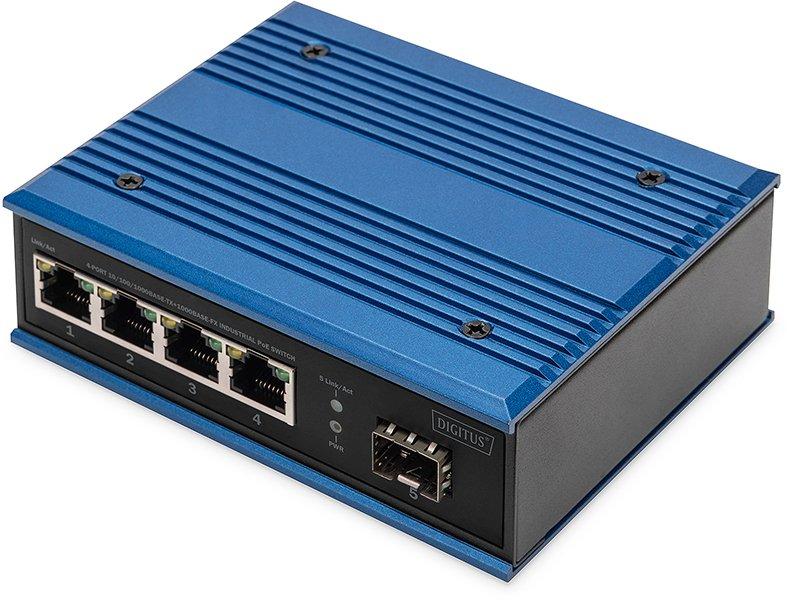 DN-651135, Industrial 4xRJ45+1x SFP Gigabit  Ethernet Switch, DIN rail unmanaged, PoE